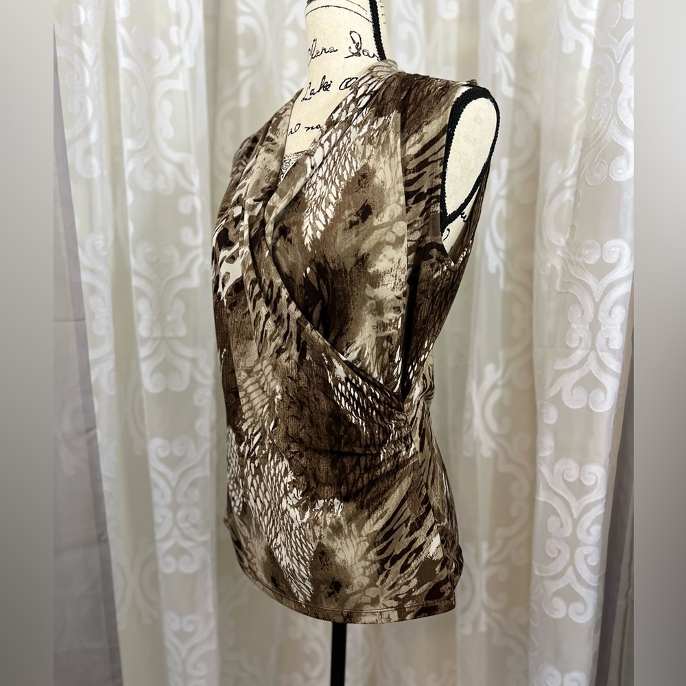 Evan Picone Surplice Wrap Sleeveless Top